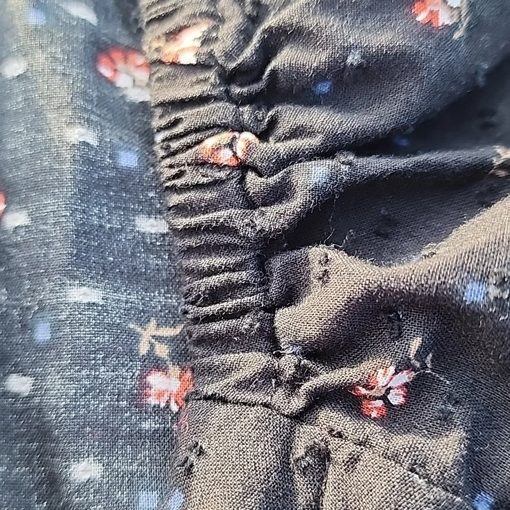 Madewell Spring Pintuck Black Floral Tie-Front Crop Top Medium